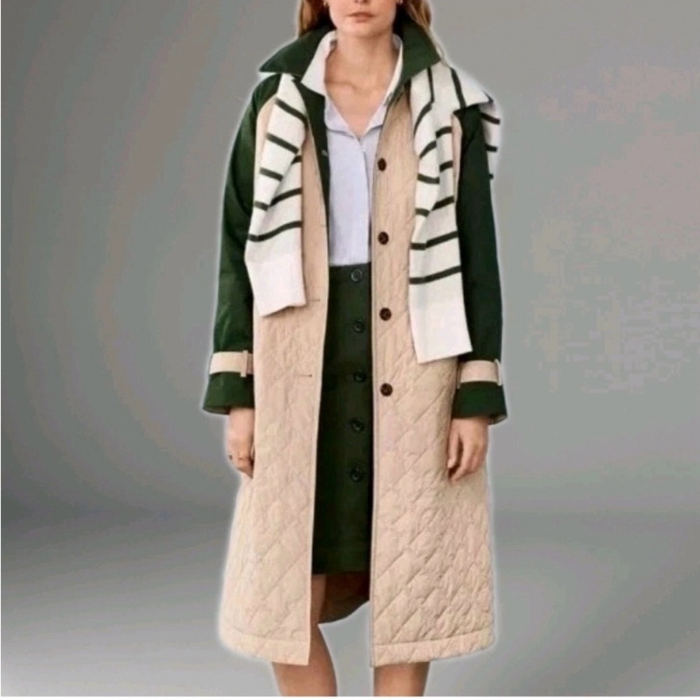 Ann Taylor Green and Beige Trench Coat